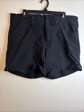 Beware London Women's Black Flat-Front Button-Waist Shorts Size 2X GUC #426 🏷️